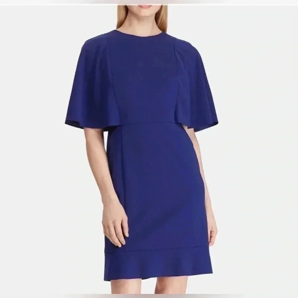 Lauren Ralph Lauren Navy Blue Flutter Crepe Dress